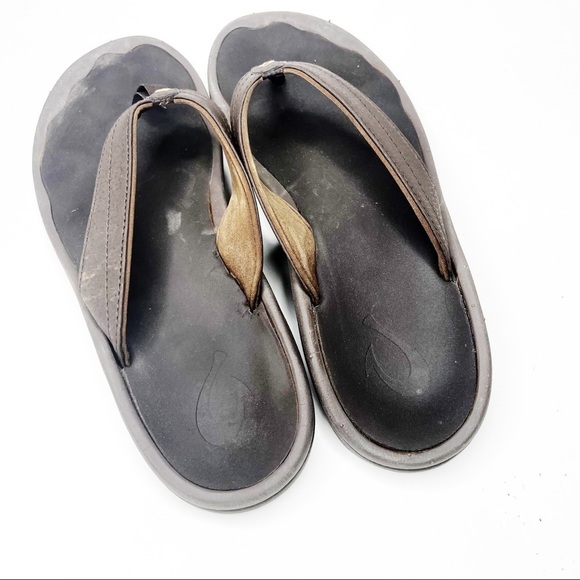 Olukai | Brown Ohana Leather Flip Flops - Picture 4 of 6